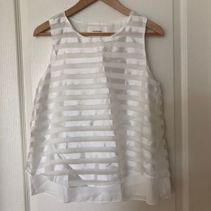 White Striped Chiffon Top NWOT